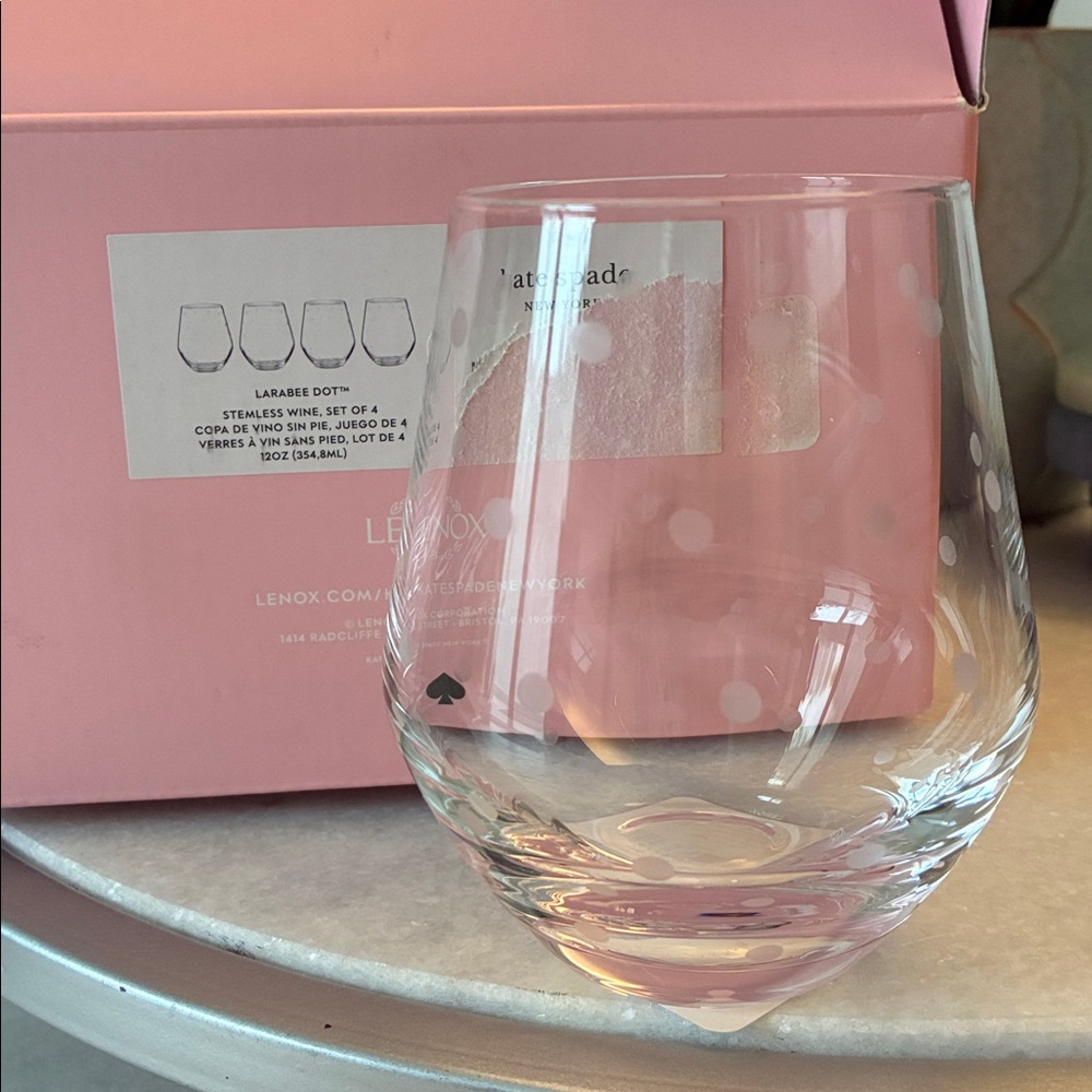 ♠️ KATE SPADE Lenox Larabee Dot Crystal Stemless Win SET of 3 THREE Replacement